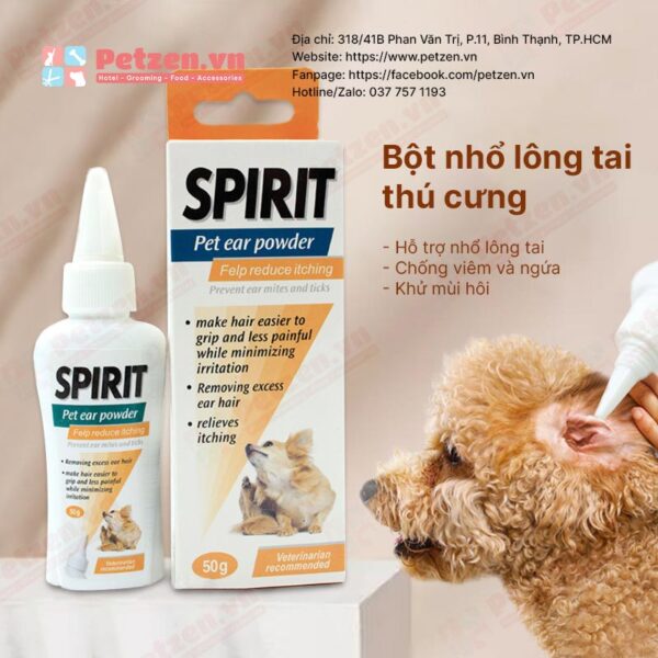 Bột nhổ lông tai cho chó Spirit chai 50g