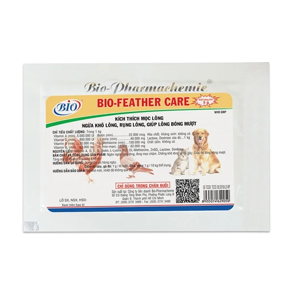 Men kích mọc lông, ngừa rụng lông Bio-Feather Care cho chó mèo gói 5g