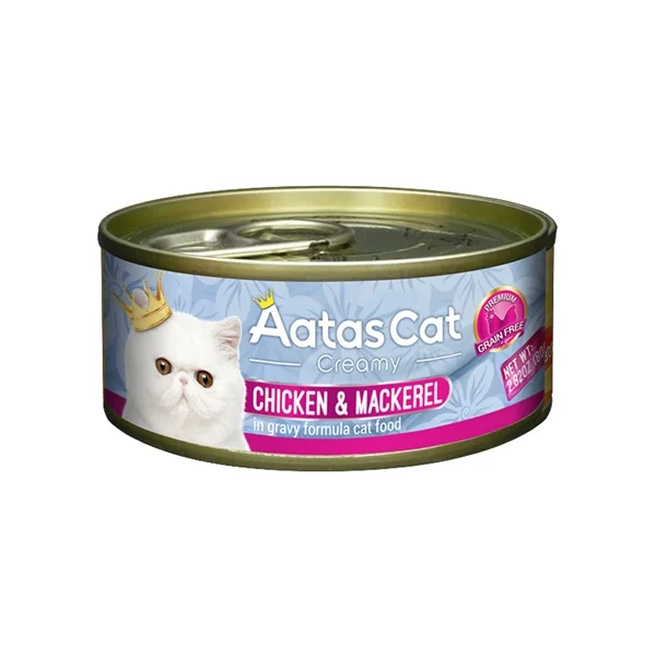 Pate Aatas Cat vị gà và cá thu cho mèo lon 80g